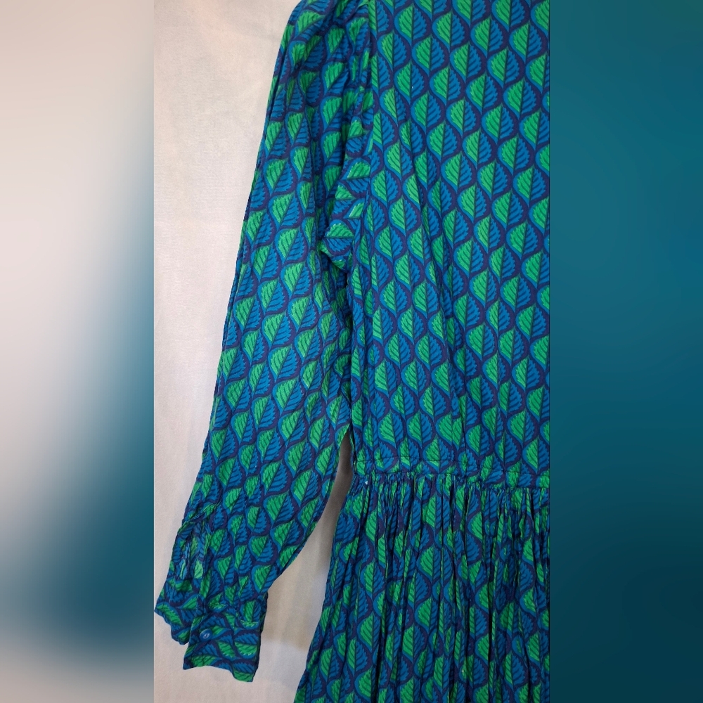 Afrofunkk is Tribal Funkk Blue Green Long Sleeve Dress Size 12 Womens - Picture 13 of 14